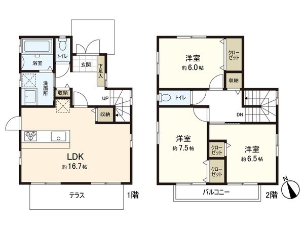 大和田新田戸建 B棟 間取図(平面図)