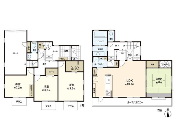 南ユーカリが丘 戸建 間取図(平面図) 南ユーカリが丘 戸建 間取図(平面図)