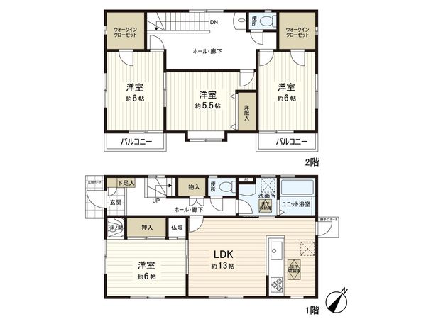 西志津2丁目 戸建 間取図(平面図) 西志津2丁目 戸建 間取図(平面図)