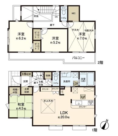 八千代台北15丁目新築戸建 1号棟 間取図(平面図) 八千代台北15丁目新築戸建 1号棟 間取図(平面図)