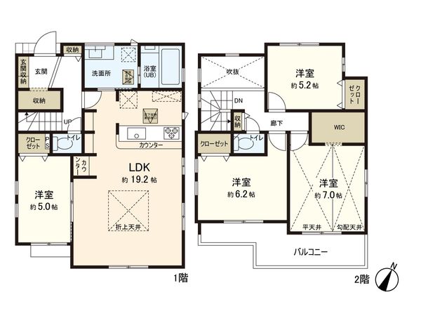 八千代台北15丁目新築戸建 2号棟 間取図(平面図)