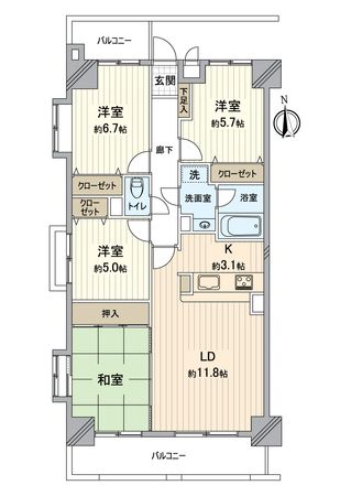 ライオンズマンション勝田台 間取図(平面図)