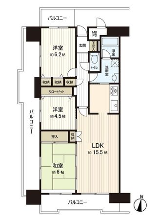 ハイネス勝田台 弐番館 間取図(平面図) 間取図(平面図)