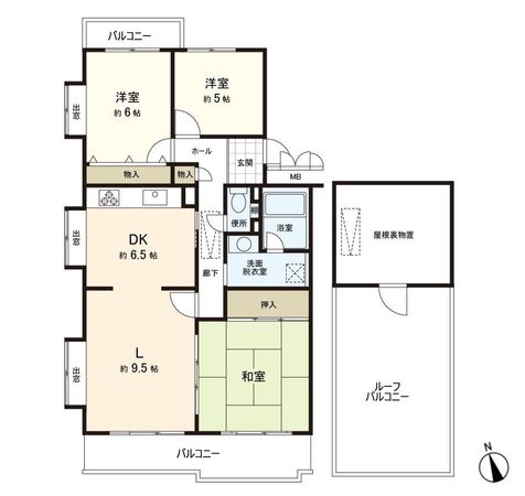 グリーンハイム村上 1号棟 間取図(平面図)