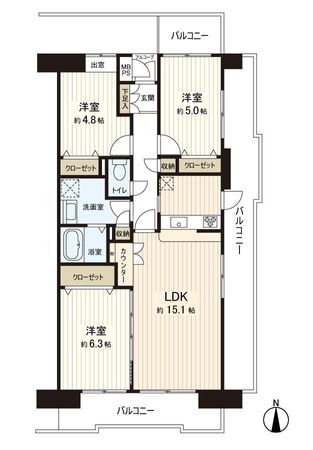ハイネス勝田台 弐番館 間取図(平面図) ハイネス勝田台 弐番館 間取図(平面図)