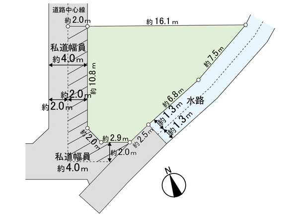 鎌ケ谷市東道野辺6丁目 土地 地形図