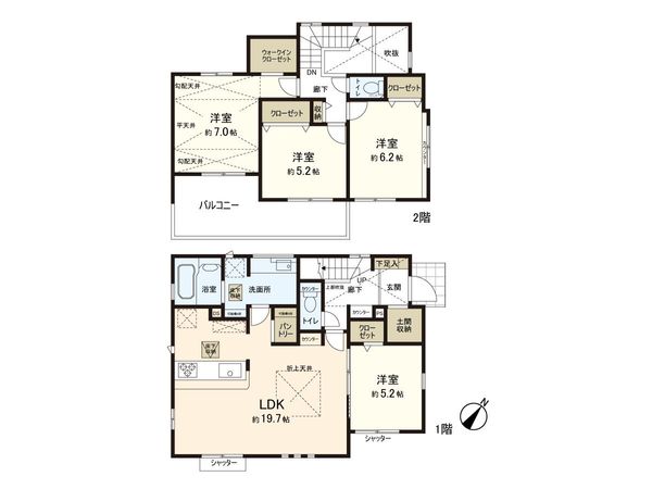 柏市南逆井6丁目 新築戸建 間取図(平面図)