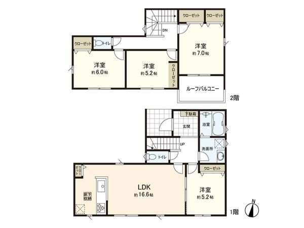 印西市高花6丁目 新築戸建 間取図(平面図) 間取図(平面図)