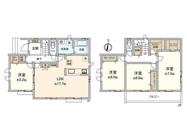 松戸市六実3丁目 新築戸建 間取図(平面図) 松戸市六実3丁目 新築戸建 間取図(平面図)