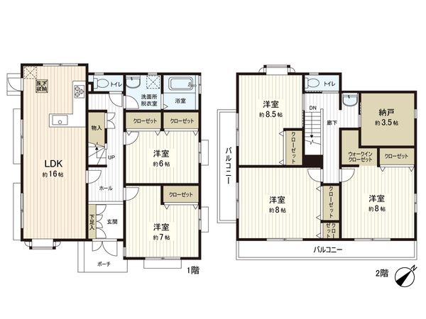 鎌ケ谷市東鎌ケ谷2丁目 戸建 間取図(平面図) 間取図(平面図)