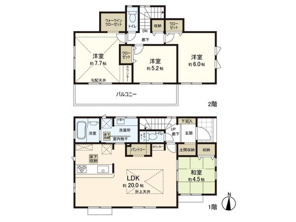 松戸市松飛台 新築戸建 2号棟 間取図(平面図)