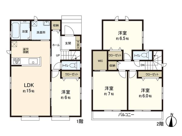 鎌ケ谷市鎌ケ谷2丁目 新築戸建 1号棟 間取図(平面図) 鎌ケ谷市鎌ケ谷2丁目 新築戸建 1号棟 間取図(平面図)