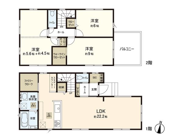 鎌ケ谷市くぬぎ山3丁目 新築戸建 1号棟 間取図(平面図) 鎌ケ谷市くぬぎ山3丁目 新築戸建 1号棟 間取図(平面図)