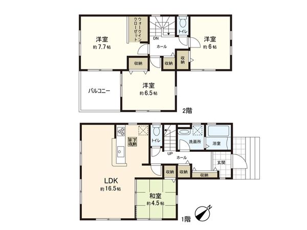 白井市冨士 新築戸建 1号棟 間取図(平面図) 白井市冨士 新築戸建 1号棟 間取図(平面図)