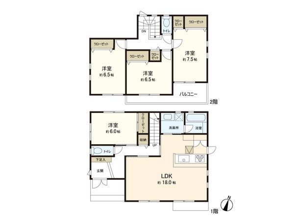 印西市西の原4丁目 戸建 間取図(平面図) 印西市西の原4丁目 戸建 間取図(平面図)