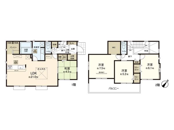 白井市清水口3丁目 新築戸建 間取図(平面図) 白井市清水口3丁目 新築戸建 間取図(平面図)