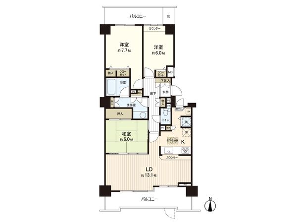 オーベル牧の原3号棟スカイア空の棟 間取図(平面図) 間取図(平面図)
