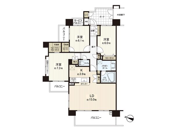 ルネ新鎌ケ谷アクシオ 間取図(平面図)