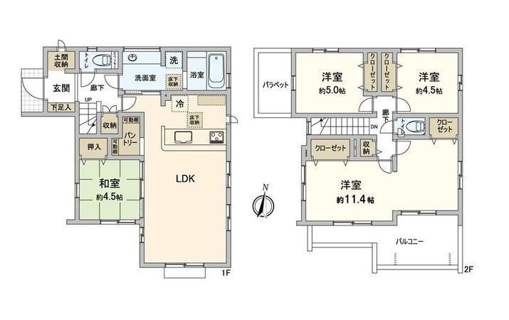 柏市緑ケ丘 新築1号棟 間取図(平面図)