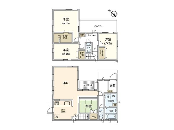 柏市南増尾3丁目 戸建 間取図(平面図) 柏市南増尾3丁目 戸建 間取図(平面図)
