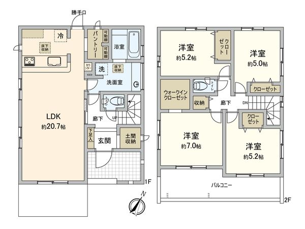 野田市花井 新築3号棟 間取図(平面図) 間取図(平面図)