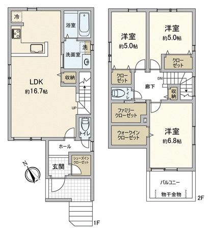 柏市花野井 新築戸建 1号棟 間取図(平面図) 間取図(平面図)