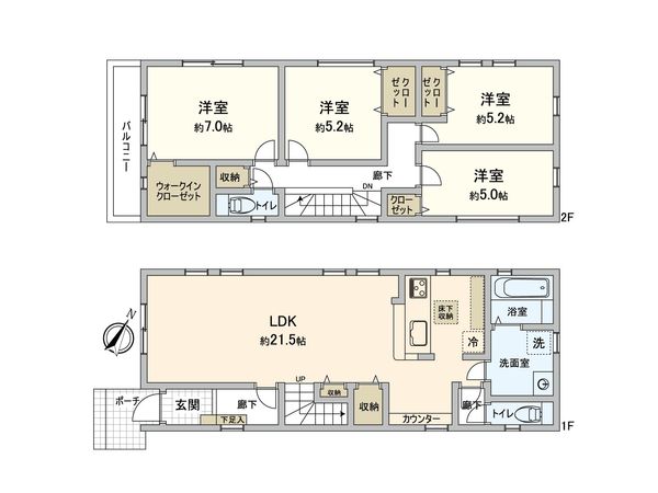 柏市つくしが丘 戸建 1号棟 間取図(平面図)