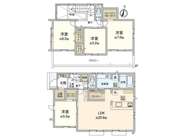 野田市岩名1丁目 新築戸建 間取図(平面図) 野田市岩名1丁目 新築戸建 間取図(平面図)