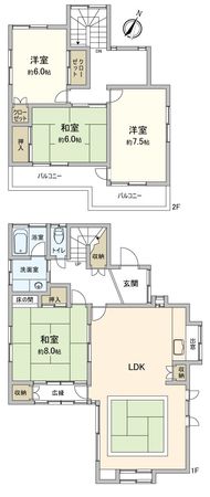 柏市逆井4丁目 戸建 間取図(平面図) 柏市逆井4丁目 戸建 間取図(平面図)
