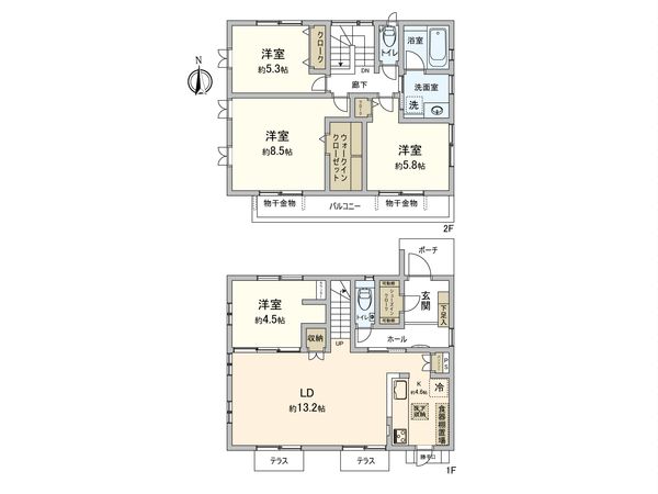 柏市高南台3丁目 戸建 間取図(平面図) 柏市高南台3丁目 戸建 間取図(平面図)