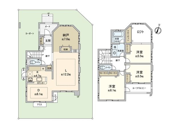 流山市おおたかの森南1丁目 戸建 間取図(平面図) 流山市おおたかの森南1丁目 戸建 間取図(平面図)