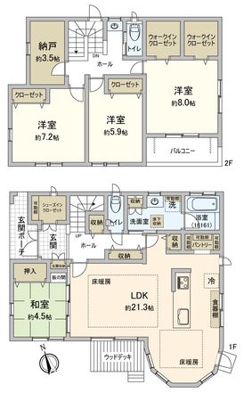 柏市手賀の杜2丁目 戸建 間取図(平面図) 柏市手賀の杜2丁目 戸建 間取図(平面図)
