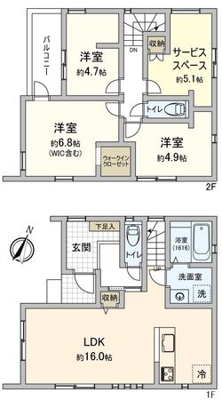 柏市大塚町 新築戸建 2号棟 間取図(平面図) 柏市大塚町 新築戸建 2号棟 間取図(平面図)