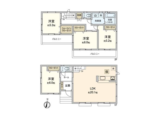 流山市大字平方 新築2号棟 間取図(平面図) 流山市大字平方 新築2号棟 間取図(平面図)