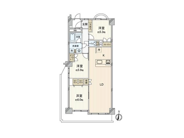 シャルマンコーポ柏 間取図(平面図) シャルマンコーポ柏 間取図(平面図)