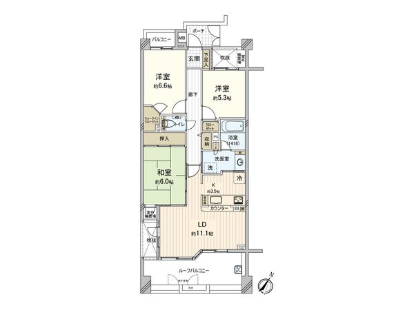 レクセルマンションつくしが丘 間取図(平面図) レクセルマンションつくしが丘 間取図(平面図)