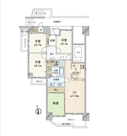 サーパスシティ柏 間取図(平面図) サーパスシティ柏 間取図(平面図)