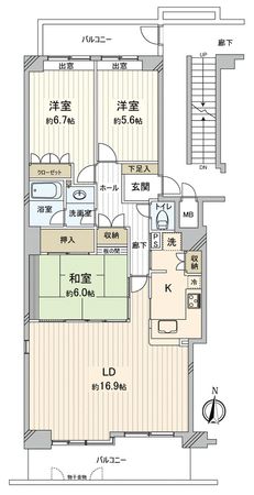 東急ドエルステージ21センターコート 壱番館 間取図(平面図)