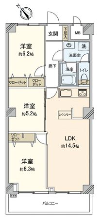 ライオンズマンションロワイヤル北小金 間取図(平面図) 間取図(平面図)