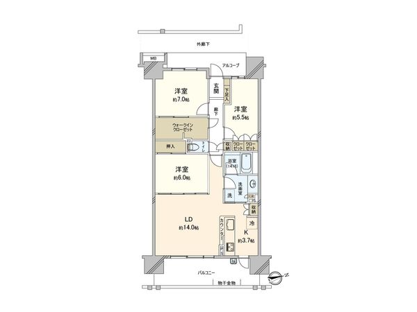 オーベルグランディオおおたかの森 間取図(平面図)