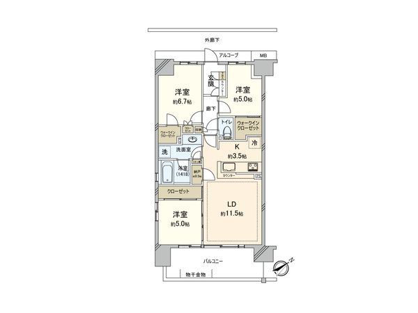 オーベル柏パークフロント 間取図(平面図)