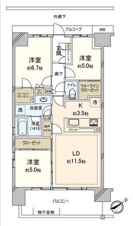 オーベル柏パークフロント 間取図(平面図) オーベル柏パークフロント 間取図(平面図)