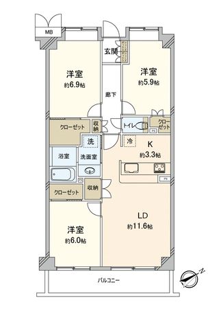 コルサム柏 間取図(平面図) コルサム柏 間取図(平面図)