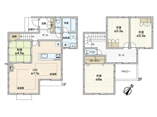 松戸市千駄堀 戸建 間取図(平面図) 松戸市千駄堀 戸建 間取図(平面図)
