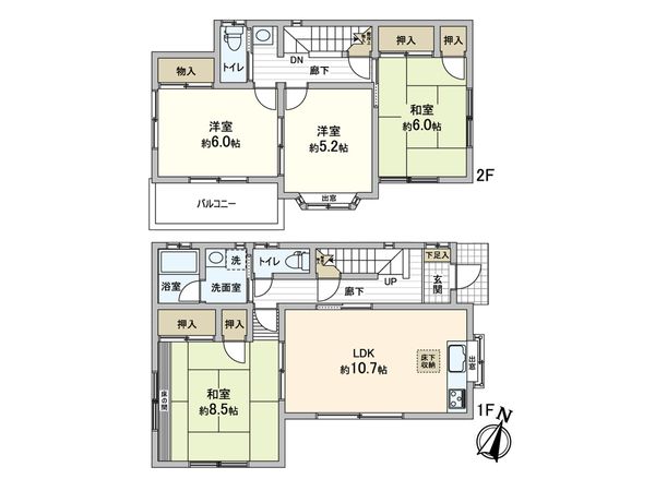松戸市古ケ崎2丁目 戸建 間取図(平面図) 松戸市古ケ崎2丁目 戸建 間取図(平面図)