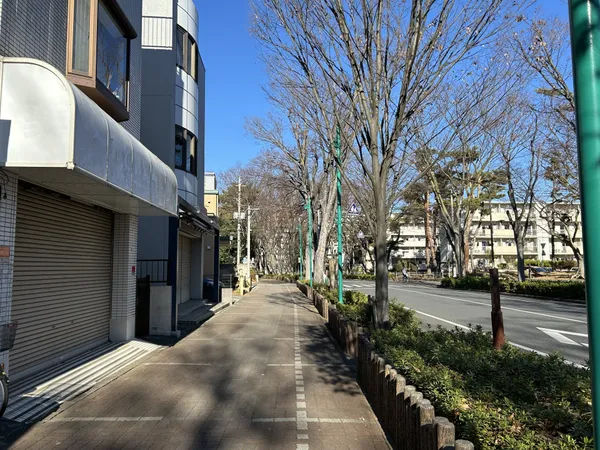 前面道路は歩道がございます