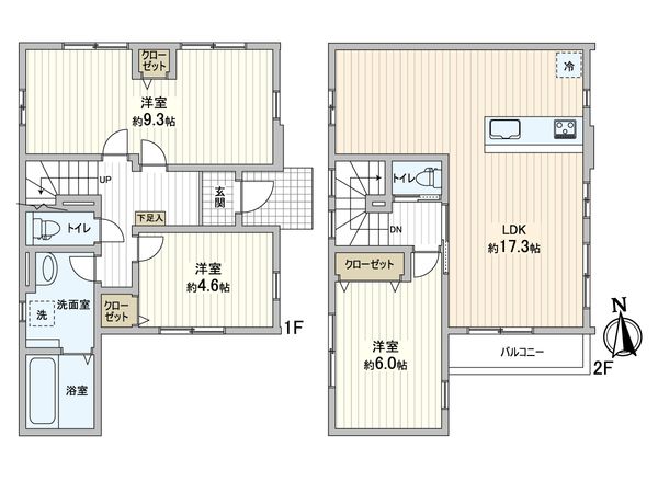 三郷市中央5丁目 新築戸建 1号棟 間取図(平面図) 間取図(平面図)