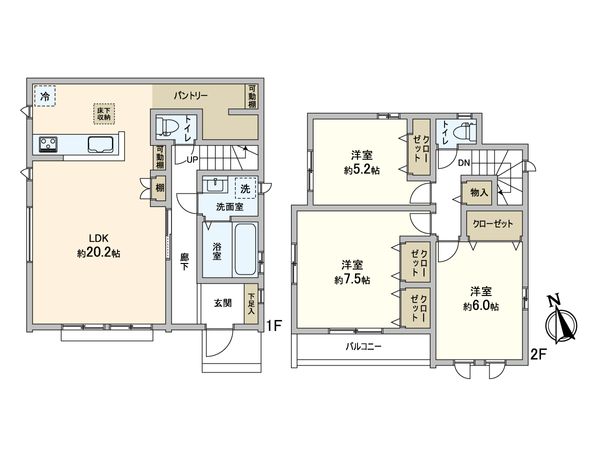 松戸市新松戸南2丁目 新築戸建 C号棟 間取図(平面図) 松戸市新松戸南2丁目 新築戸建 C号棟 間取図(平面図)
