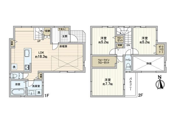 三郷市新和5丁目 新築戸建 間取図(平面図) 間取図(平面図)