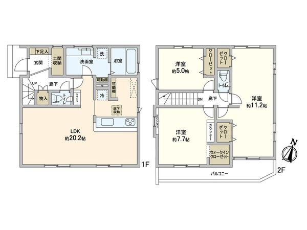 松戸市稔台1丁目 新築戸建 1号棟 間取図(平面図)